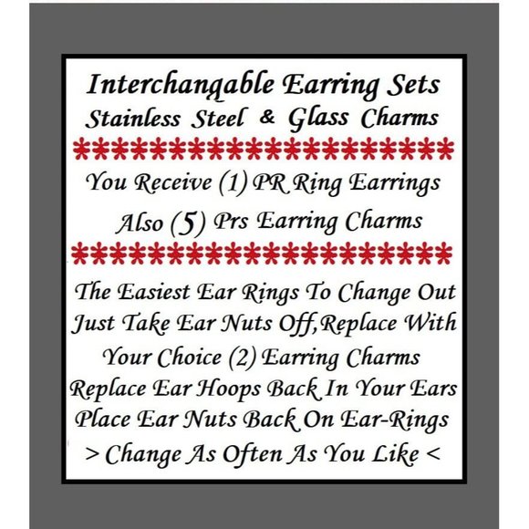 5/$20 Mickey&Minnie Infused Glass Interchangeable Charm Earrings-5 Pairs in Set - Picture 4 of 4